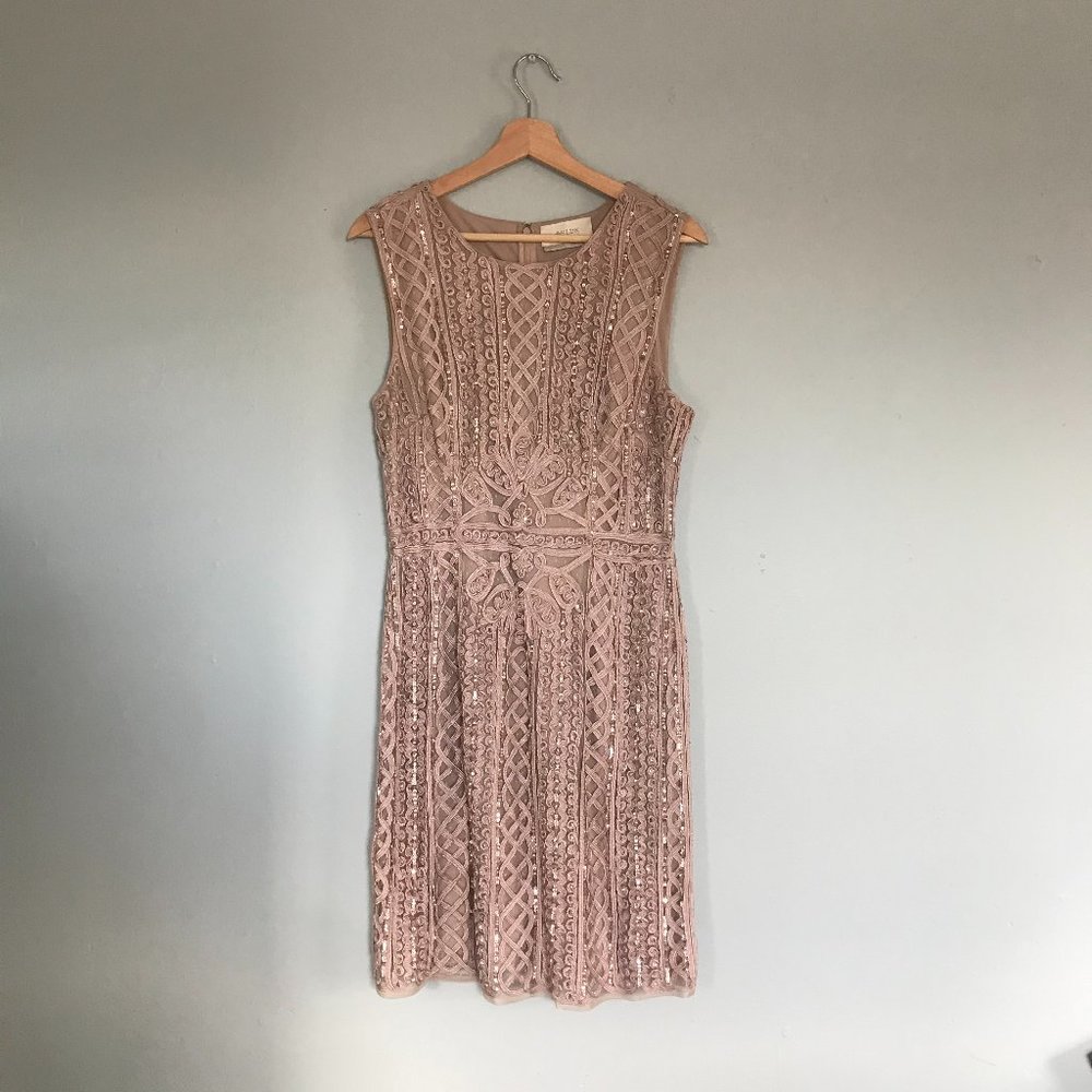 BHLDN Embroidered & Sequined Cocktail Dress